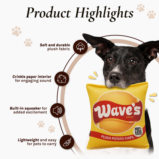 BE10W Dog Plush Toys Paws and Chips Bundle