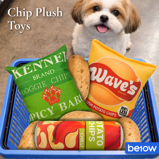 BE10W Dog Plush Toys Paws and Chips Bundle