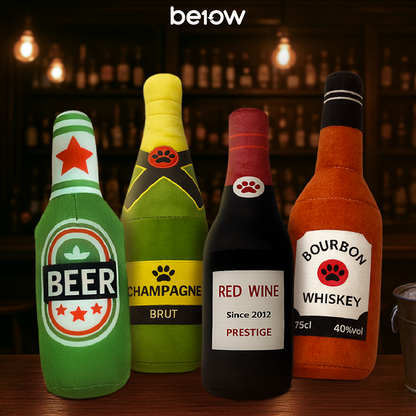 BE10W Party Bottle Plush Dog Toy Night Out