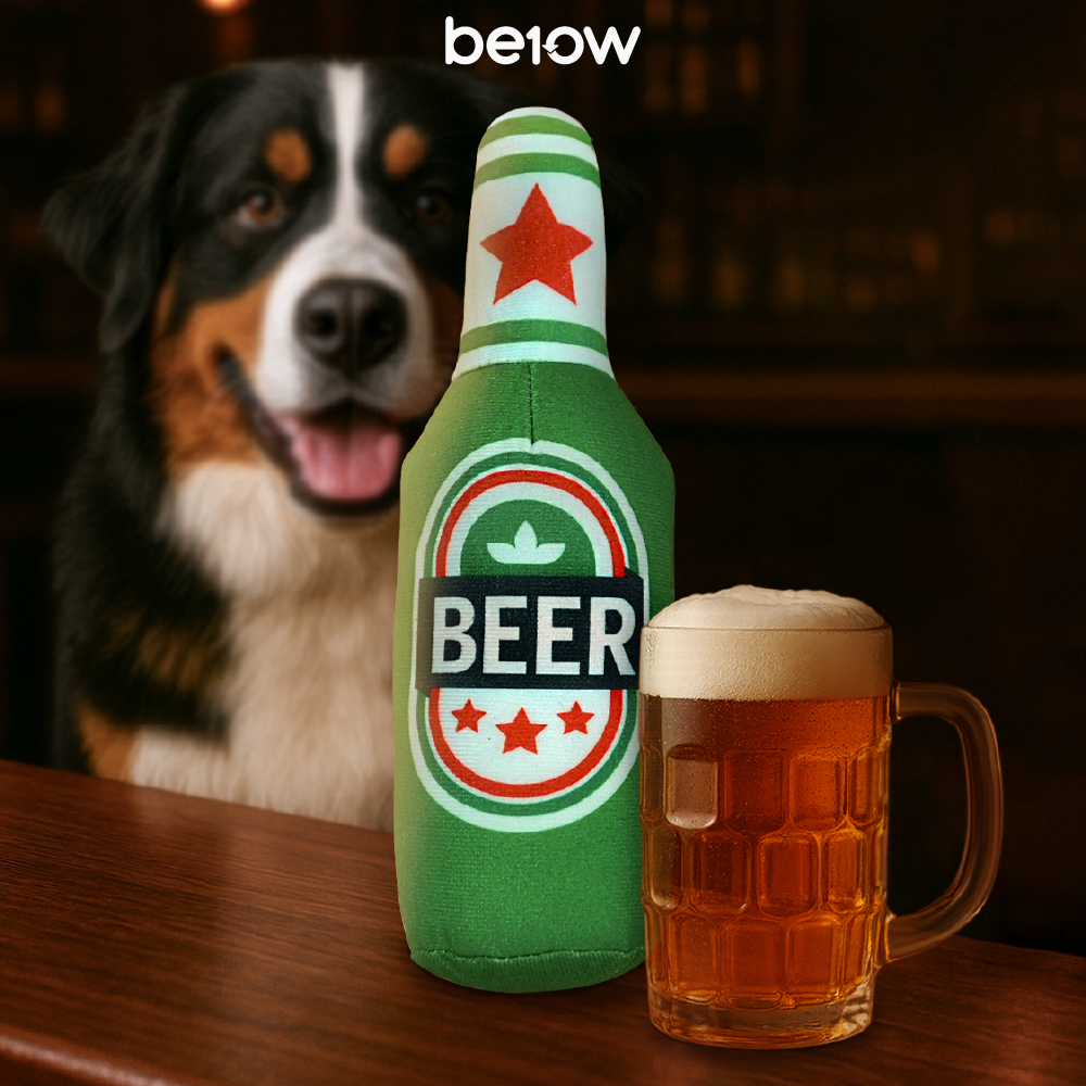 BE10W Party Bottle Plush Dog Toy Night Out