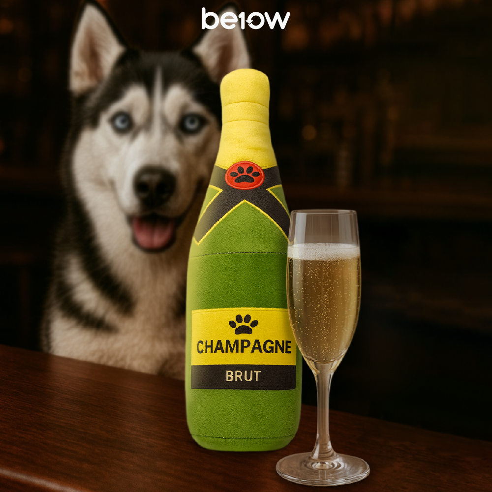 BE10W Party Bottle Plush Dog Toy Night Out
