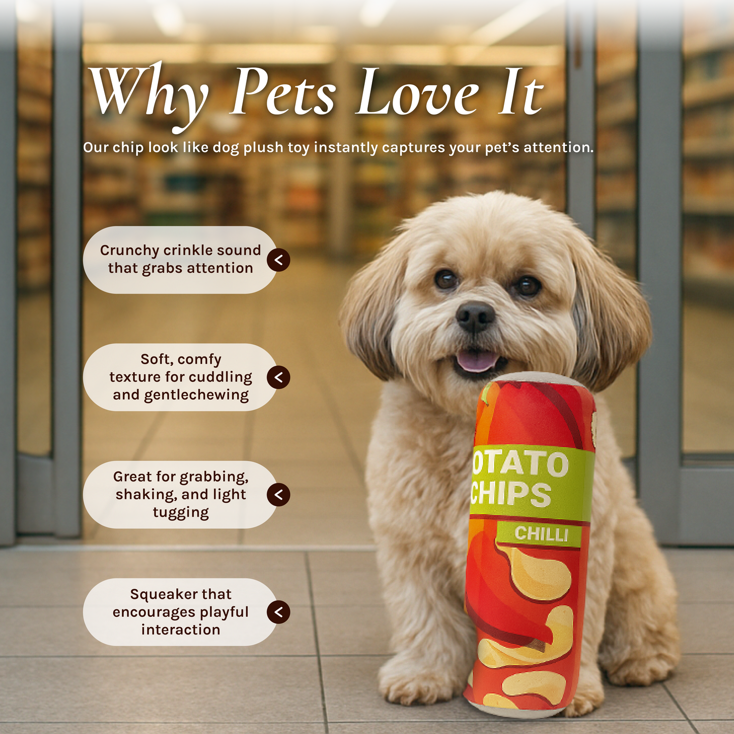 BE10W Dog Plush Toys Paws and Chips Bundle